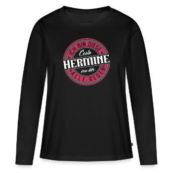Hermine Geschenkidee Geschenk Geburtstag - Frauen Premium Bio Langarmshirt - Schwarz - Vorne - Julia (174cm)