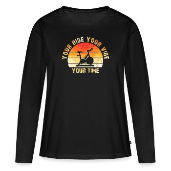 Votre Ride Your Vibe Your Time Gym de motivation - T-shirt manches longues Premium bio Femme - noir - Devant - Julia (174cm)
