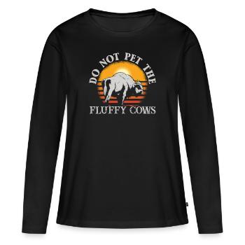 Ne caressez pas les vaches moelleuses - T-shirt manches longues Premium bio Femme - noir - Devant - Julia (174cm)