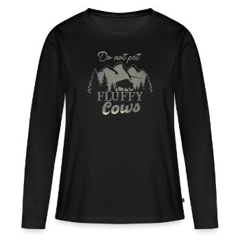 Ne caressez pas les vaches moelleuses - T-shirt manches longues Premium bio Femme - noir - Devant - Julia (174cm)