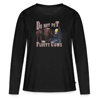 Ne caressez pas les vaches moelleuses - T-shirt manches longues Premium bio Femme - noir - Devant - Julia (174cm)