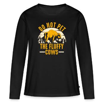 Ne caressez pas les vaches moelleuses - T-shirt manches longues Premium bio Femme - noir - Devant - Julia (174cm)