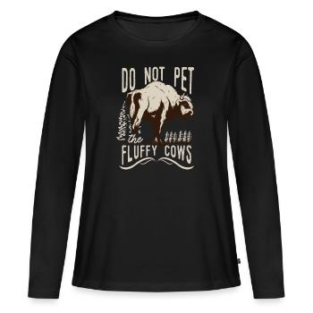 Ne caressez pas les vaches moelleuses - T-shirt manches longues Premium bio Femme - noir - Devant - Julia (174cm)