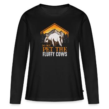 Ne caressez pas les vaches moelleuses - T-shirt manches longues Premium bio Femme - noir - Devant - Julia (174cm)