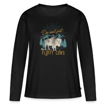 Ne caressez pas les vaches moelleuses - T-shirt manches longues Premium bio Femme - noir - Devant - Julia (174cm)