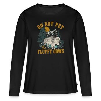 Ne caressez pas les vaches moelleuses - T-shirt manches longues Premium bio Femme - noir - Devant - Julia (174cm)