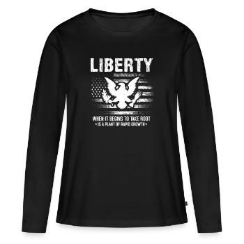LA LIBERTÉ QUAND ELLE COMMENCE À PRENDRE RACINE EST UNE PLANTE DE - T-shirt manches longues Premium bio Femme - noir - Devant - Julia (174cm)