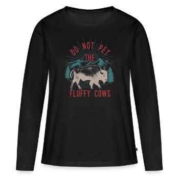 Ne caressez pas les vaches moelleuses - T-shirt manches longues Premium bio Femme - noir - Devant - Julia (174cm)