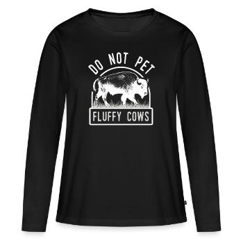 Ne caressez pas les vaches moelleuses - T-shirt manches longues Premium bio Femme - noir - Devant - Julia (174cm)