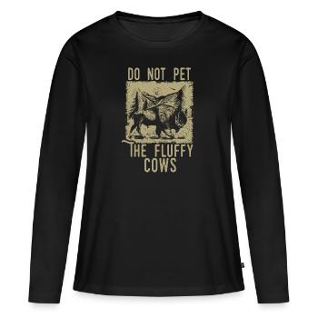 Ne caressez pas les vaches moelleuses - T-shirt manches longues Premium bio Femme - noir - Devant - Julia (174cm)