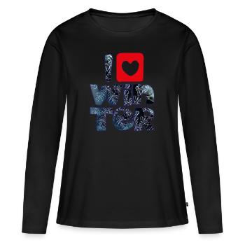 Mots d’hiver avec flocons de neige pour les amateurs d’hiver - T-shirt manches longues Premium bio Femme - noir - Devant - Julia (174cm)