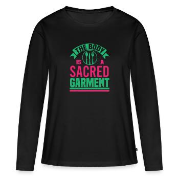 THE BODY IS A SACRED GARMENT - Women's Premium Organic Long Sleeve Shirt - black - Front - Julia (174cm)