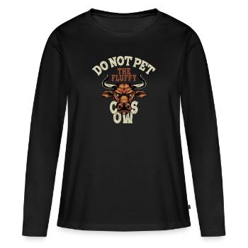 Ne caressez pas les vaches moelleuses - T-shirt manches longues Premium bio Femme - noir - Devant - Julia (174cm)