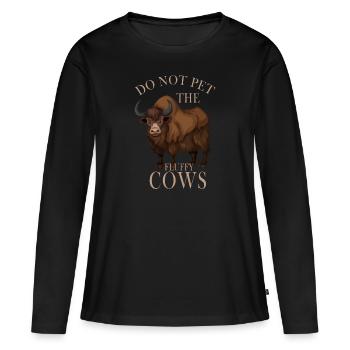 Ne caressez pas les vaches moelleuses - T-shirt manches longues Premium bio Femme - noir - Devant - Julia (174cm)