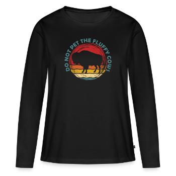 Ne caressez pas les vaches moelleuses - T-shirt manches longues Premium bio Femme - noir - Devant - Julia (174cm)