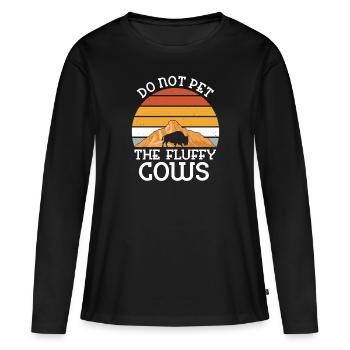 Ne caressez pas les vaches moelleuses - T-shirt manches longues Premium bio Femme - noir - Devant - Julia (174cm)