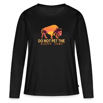 Ne caressez pas les vaches moelleuses - T-shirt manches longues Premium bio Femme - noir - Devant - Julia (174cm)