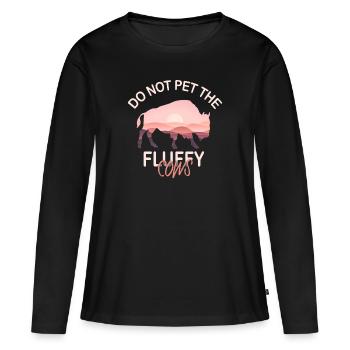 Ne caressez pas les vaches moelleuses - T-shirt manches longues Premium bio Femme - noir - Devant - Julia (174cm)