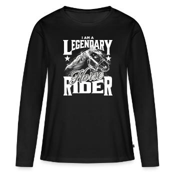 Sport équestre légendaire Rider Horse Pony - T-shirt manches longues Premium bio Femme - noir - Devant - Julia (174cm)