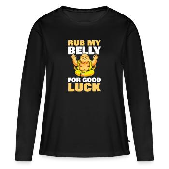 Reibe Meinen Bauch Als Glücksbringer Für Fans - Frauen Premium Bio Langarmshirt - Schwarz - Vorne - Julia (174cm)