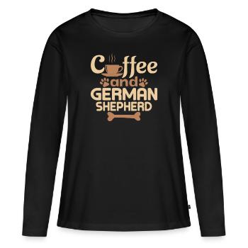 coffe and german shepherd pet lover - Women's Premium Organic Long Sleeve Shirt - black - Front - Julia (174cm)