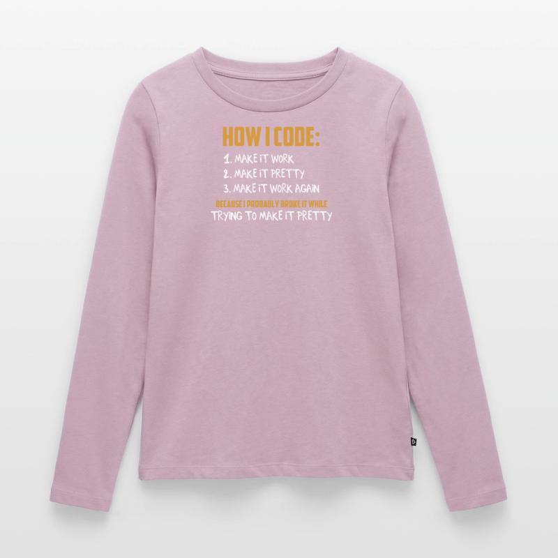Programmierer Coder Entwickler Programmierung Codierung Wortspiel Frauen Premium Bio Langarmshirt