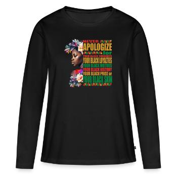 Afro Melanin Black History Month - Women's Premium Organic Long Sleeve Shirt - black - Front - Julia (174cm)