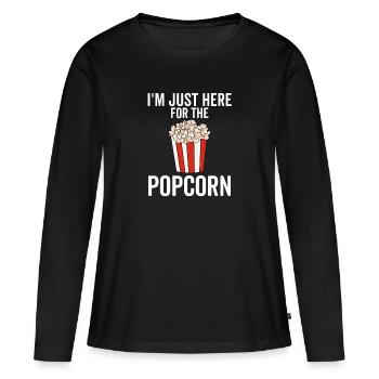 Je suis juste là pour le pop-corn - T-shirt manches longues Premium bio Femme - noir - Devant - Julia (174cm)