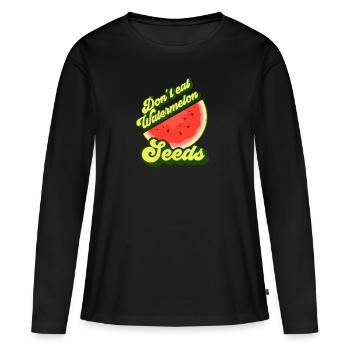 Grossesse de pastèque enceinte drôle - T-shirt manches longues Premium bio Femme - noir - Devant - Julia (174cm)