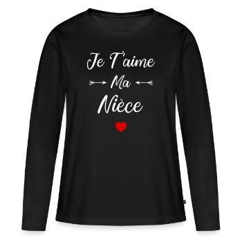 Je t'aime ma Nièce - T-shirt manches longues Premium bio Femme - noir - Devant - Julia (174cm)