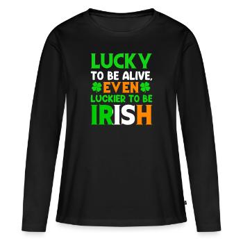 St. Patrick's Day Lucky Irish Beer - Women's Premium Organic Long Sleeve Shirt - black - Front - Julia (174cm)