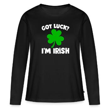 St. Patricks day Glück des Irischen Irish Luck - Frauen Premium Bio Langarmshirt - Schwarz - Vorne - Julia (174cm)