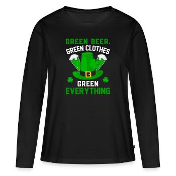 St Patrick´s day Irish Alles Grün St. Patricks day - Frauen Premium Bio Langarmshirt - Schwarz - Vorne - Julia (174cm)