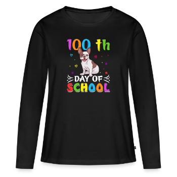 100 jours école école enfant école débutant chien - T-shirt manches longues Premium bio Femme - noir - Devant - Julia (174cm)