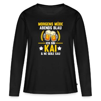 Kai - Frauen Premium Bio Langarmshirt - Schwarz - Vorne - Julia (174cm)