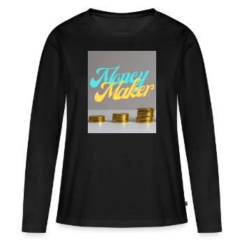 Faiseur d’argent - T-shirt manches longues Premium bio Femme - noir - Devant - Julia (174cm)