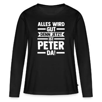 Peter - Frauen Premium Bio Langarmshirt - Schwarz - Vorne - Julia (174cm)