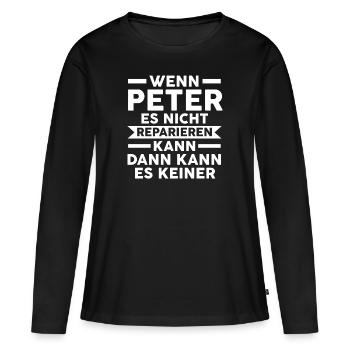 Peter - Frauen Premium Bio Langarmshirt - Schwarz - Vorne - Julia (174cm)