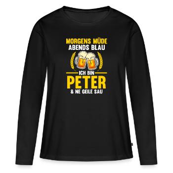 Peter - Frauen Premium Bio Langarmshirt - Schwarz - Vorne - Julia (174cm)