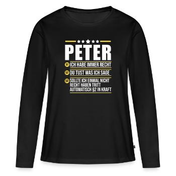Peter - Frauen Premium Bio Langarmshirt - Schwarz - Vorne - Julia (174cm)