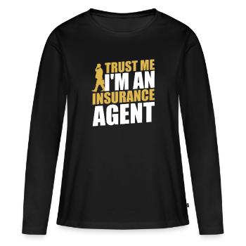 Agent d’assurance Évaluateur Courtier d’assurance - T-shirt manches longues Premium bio Femme - noir - Devant - Julia (174cm)