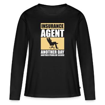 Agent d’assurance Évaluateur Courtier d’assurance - T-shirt manches longues Premium bio Femme - noir - Devant - Julia (174cm)