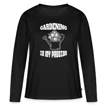 Jardinier amateur Jardinier Cadeau Jardin de verger - T-shirt manches longues Premium bio Femme - noir - Devant - Julia (174cm)