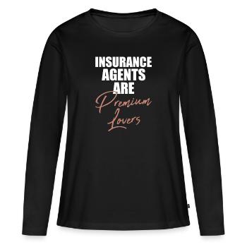 Agent d’assurance Évaluateur Courtier d’assurance - T-shirt manches longues Premium bio Femme - noir - Devant - Julia (174cm)