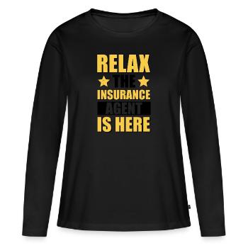 Agent d’assurance Évaluateur Courtier d’assurance - T-shirt manches longues Premium bio Femme - noir - Devant - Julia (174cm)