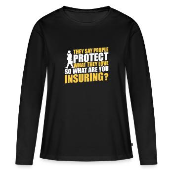 Agent d’assurance Évaluateur Courtier d’assurance - T-shirt manches longues Premium bio Femme - noir - Devant - Julia (174cm)