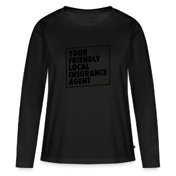 Agent d’assurance Évaluateur Courtier d’assurance - T-shirt manches longues Premium bio Femme - noir - Devant - Julia (174cm)