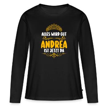 Andrea - Frauen Premium Bio Langarmshirt - Schwarz - Vorne - Julia (174cm)