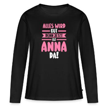 Anna - Frauen Premium Bio Langarmshirt - Schwarz - Vorne - Julia (174cm)