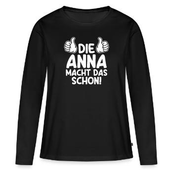 Anna - Frauen Premium Bio Langarmshirt - Schwarz - Vorne - Julia (174cm)